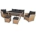 Produktbild KMH Polyrattan Gartensitzgruppe NORDERNEY Naturfarben - Große Lounge Gartenlounge inkl. Auflagen und Kissen - Moderne Gartenmöbel Polyrattan - Robuste Sitzgruppe Garten Lounge-Set