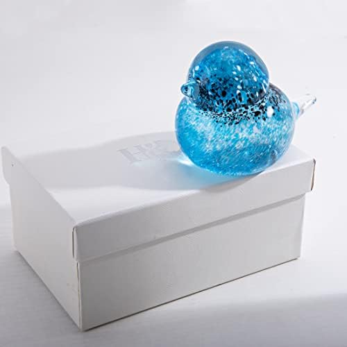 Art Glass Crystal Bird Figurines Collectibles Blown Glass Animal Paperweight (Blue)