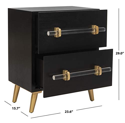 Safavieh Home Collection Sienne Black 2 Drawer Nightstand - Thumbnail 3