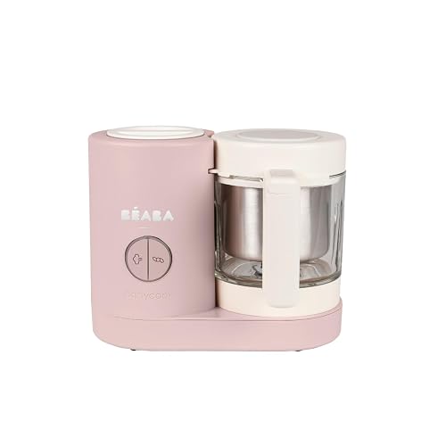 BEABA Babycook Neo Baby Food Maker | Non-Toxic Glass & Stainless Steel | Trusted by Celebrity Moms | Sustainable Baby Food Processor | Global Leader| 34 Servings in 20 Mins, Cotton Candy