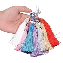 Book Mark Tassel, 50PCS Mini Tassels Bookmark Tassels Bookmarks with for in Bulk and Jewelry Making 10 Colors String Mini with Loops for Jewelry Making
