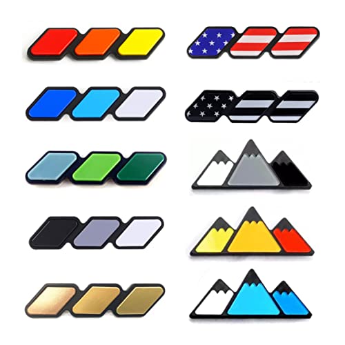 Image of Tri-Color Grille Badge Emblem Decoration Accessories Car Truck Label Compatible for Tacoma 4Runner Tundra Sequoia Rav4 Highlander (Yellow /Orange /Red)