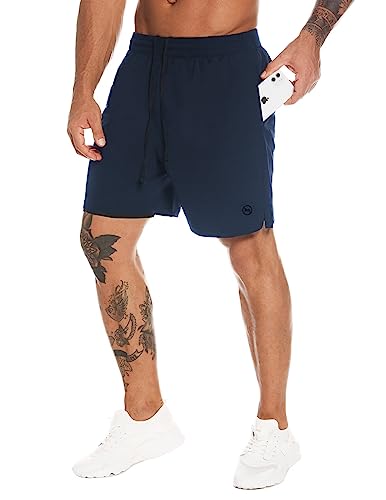 Short de course 2 en 1 homme bleu marine séchage rapide respirant M