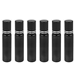 Luxshiny 6 Stück 10 Ml Ätherisches Öl Rollflaschen Glas Roll-On Flaschen mit Edelstahl Rollkugeln Parfüm Probeflaschen (Schwarz)