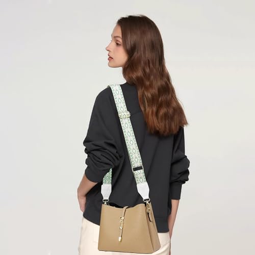 Image of LEMEDE Purse Strap,2 inch Leather End Shoulder Strap Adjustable Replacement,Retro Jacquard Multi-pattern Crossbody Bag Straps