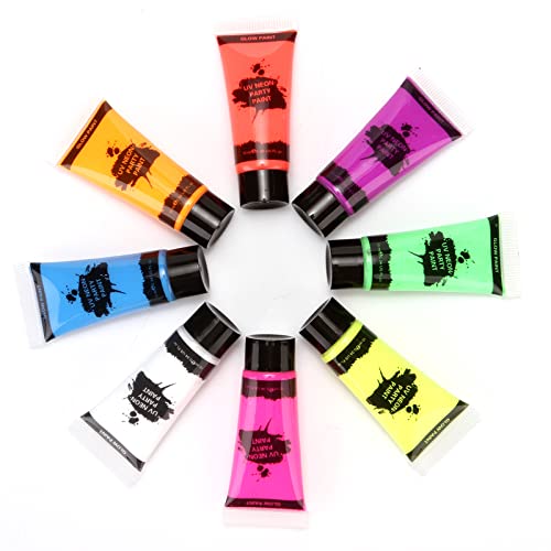 Dark Face Paint: UV Glow Blacklight Neon Face Paint Makeup Painting for Party Cosplay Birthday (8 colors)