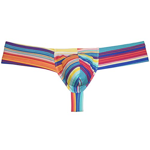 Orocojuco Sexy Men's Cheeky Briefs Thong Boxers Brazilian Bikini Shorts Underwear 1/3 Rear Cover Boxers Thong Pants Rainbow M #TOP11