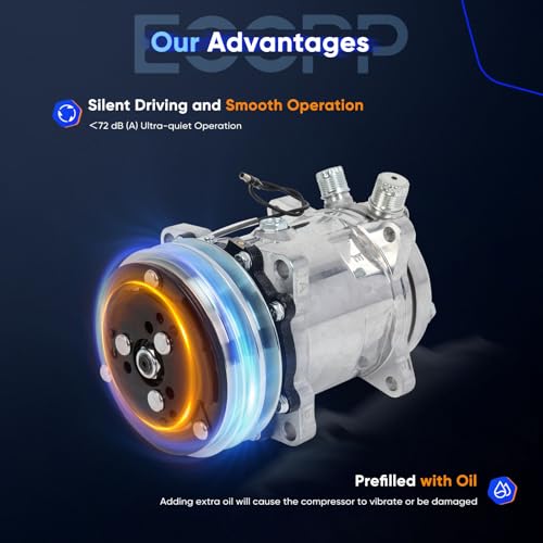 Image of ECCPP AC Compressor with Clutch for Sanden 508 Style AC Compressor | 2 Groove V-Belt Universal