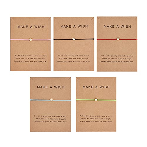 Image of Friendship Charm Adjustable Bracelets with Message Card (Set of 5); Perfect Jewelry Gift for Friends & Family