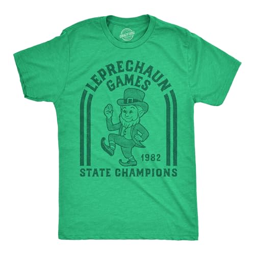 Mens Funny T Shirts Leprechaun Games State Champs Sarcastic St Patricks Day Novelty Tee for Men Funny T Shirts Saint Patrick's Day Apparel for Men Cool Green - M