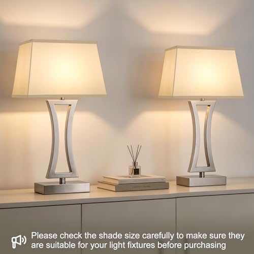Rectangle Lamp Shades Set of 2, Top 7"x12.5",Bottom 9"x15",Height 10",White by Seaside village - Used condition - Image 4
