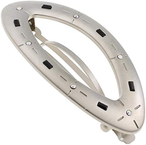 Camila Paris GA250 3.25 Inch Oval Hair Barrette Clip for Girls, Metal Silver, French Hair Accessories for Women, Handmade with Swarovski Crystals Stones. Styling Girls Hair Ornaments. Made in France