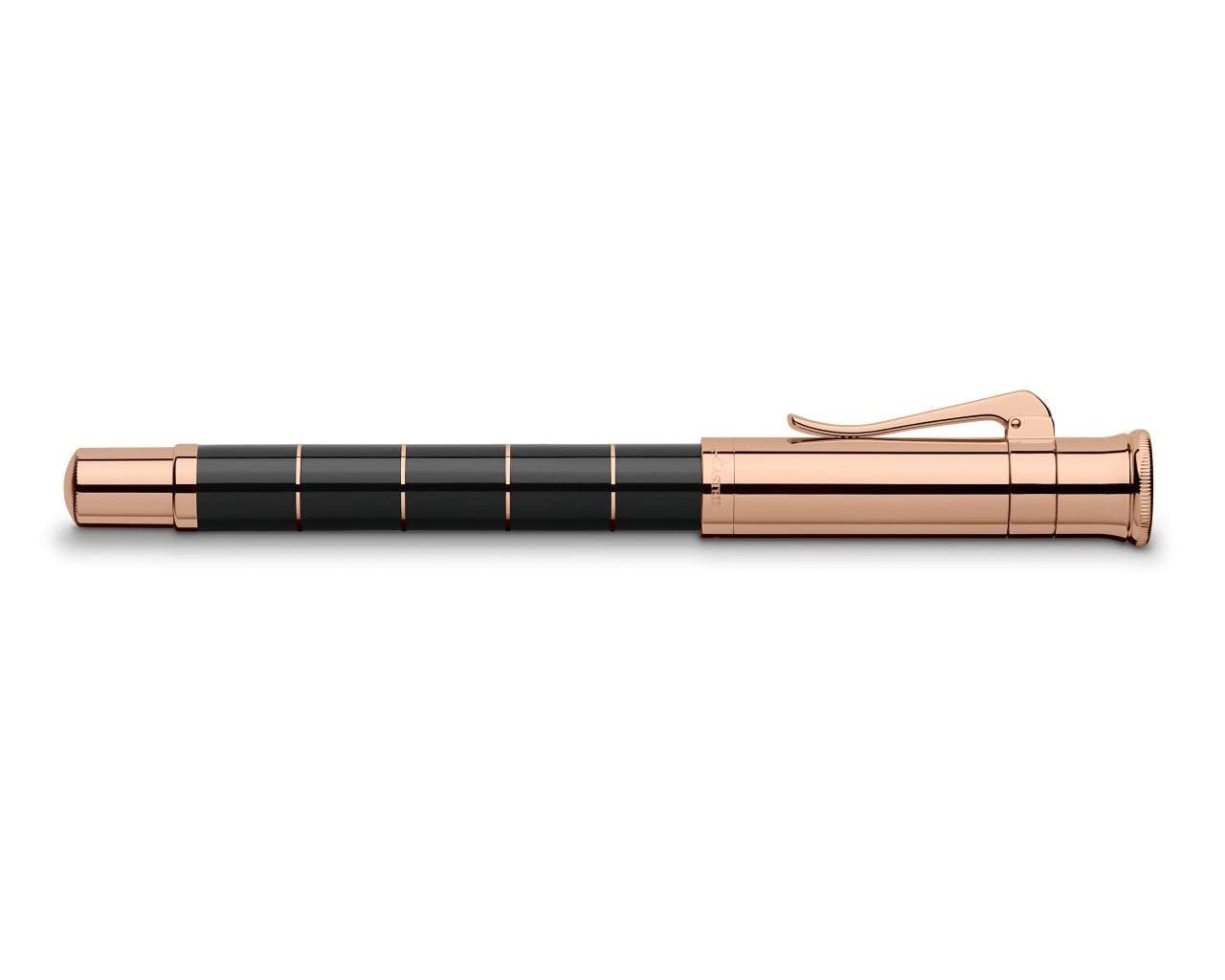 Graf von Faber-Castell - Füllfederhalter Anello Roségold EF | Edelharzschaft mit Roségold-Ringen und 18-Karat Bicolor Roségoldfeder
