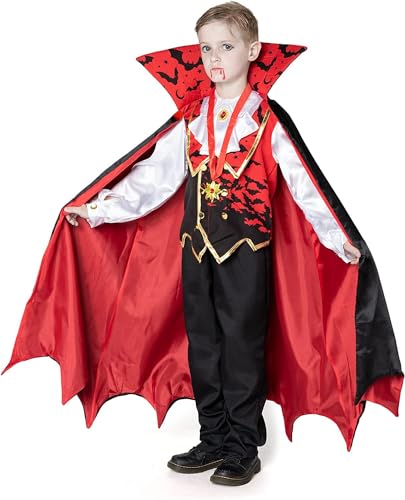 Disfraz infantil de vampiro rojo para niño miniatura 5