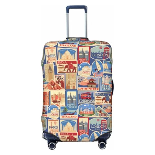 VOSERY Travel Luggage Cover - Set Of Travel Vintage Washable Suitcase Covers Protector Fits 18-32 Inch Luggage