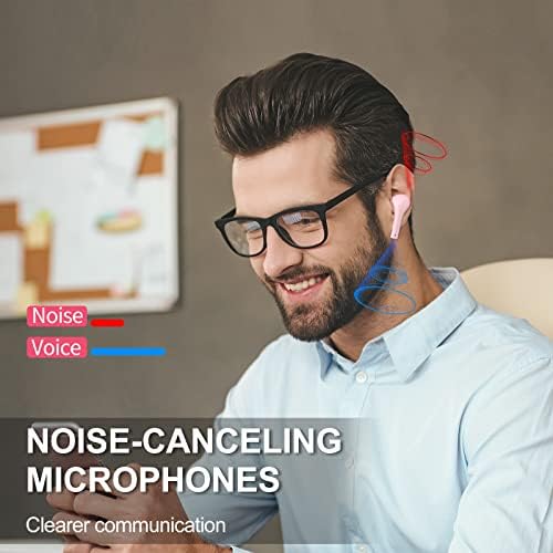 Hamlaem Wireless Earphones, Bluetooth Headphones with Wireless Charging Case, Immersive Sound, 30-Hour Playtime, Water Resistance, USB-C Quick Charge, Touch Control (Pink)