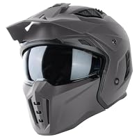 VINZ Kioto Jethelm / Streetfighter Helm | ECE 22.06 zugelassen | Rollerhelm mit Sonnenvisier / Sonnenblende | Jet Helm Mit abnehmbarem Kinnschutz - Titanium – Ansicht 1