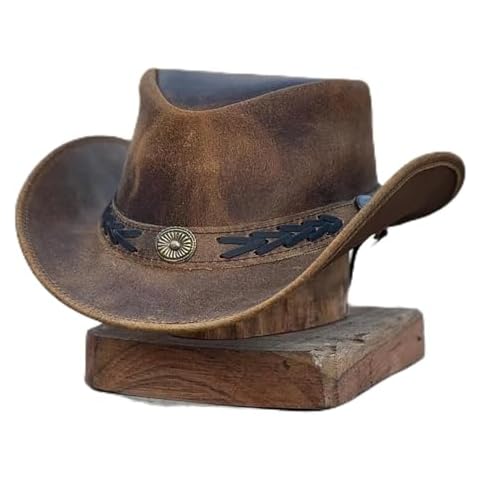 Crazy Horse Leather Bush Hat XXL Brown Cover