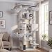 Hey-brother Cat Tree, 74 inches Multi-Level XL Large Cat Tower for Indoor Cats with Three Cat Condos, Two Large Top Decks and Cat Hairbrushfor Kittens, Cats and Pets, Light Gray MPJ035-MW