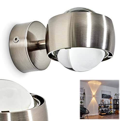 Wandlampe Sapri halbrund - Effekt-Licht aus Metall in der Farbe Nickel mit transparentem Glasschirm für verschiedene Räume, ohne Leuchtmittel Wandlampe Sapri halbrund - Effekt-Licht aus Metall in der Farbe Nickel mit transparentem Glasschirm für verschiedene Räume, ohne Leuchtmittel
