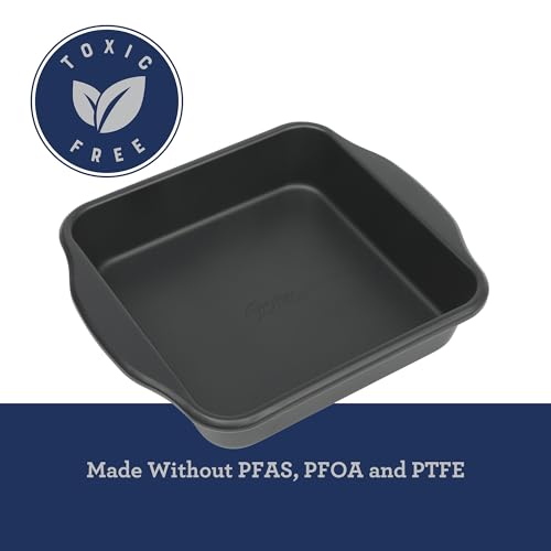 Oster Teston 8-Inch Square Cake Pan, Nonstick Carbon Steel Baking Pan, Matte Black, PFAS-Free, Oven-Safe, Easy Release Bakeware by Oster - Image 4
