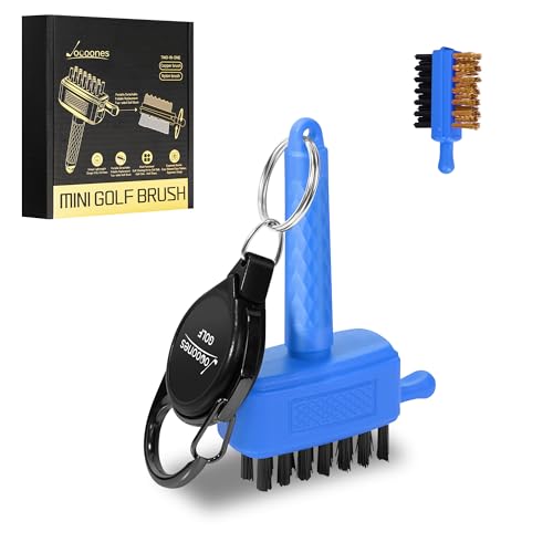 Joooones Mini Golf Brush with Nylon/Brass Bristles and Retractable Keychain