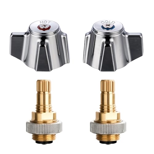 sepaitek Brass Faucet Stems Valves & Knob Handles Kit for Commercial Faucet