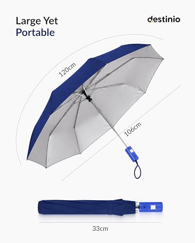 Image of Destinio Umbrella for Women, Umbrella for Men - Automatic 3 Fold Windproof with Travel Cover with Auto Open and Close