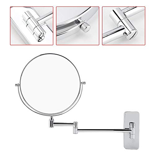 lyrlody Wall Mounted Mirror, 7.87inch 10x Magnification Foldable Bathroom Shaving Mirror 360 Degree Rotatable Double Side Round Vanity Swivel Mirror Cosmetic Makeup Mirror for Home Bathroom Sliver
