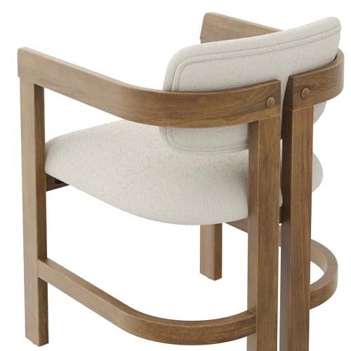 Nathan James Veya Modern Boucle Upholstered Dining Chair with Curved Back, Full Armrests, and Solid Wood Legs, Light Brown by Nathan James - Used condition - Image 5