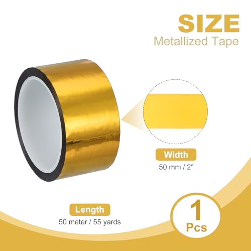 PATIKIL 50mmx50m Metallband Selbstklebend Leiste, Zierleisten Selbstklebend Metall Glänzendes Gold Klebeband Wasserdicht Dekorstreifen für Wände Tür Decke Möbel Modellbau Basteln