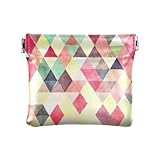 ZRWLUCKY Monedero pequeño de cuero rojo romboide de moda para mujer, bolso de cambio conveniente con cierre para mujer, Varios colores, 4.33'(L) x 3.74'(W) x 0.39'(H), Imprimir