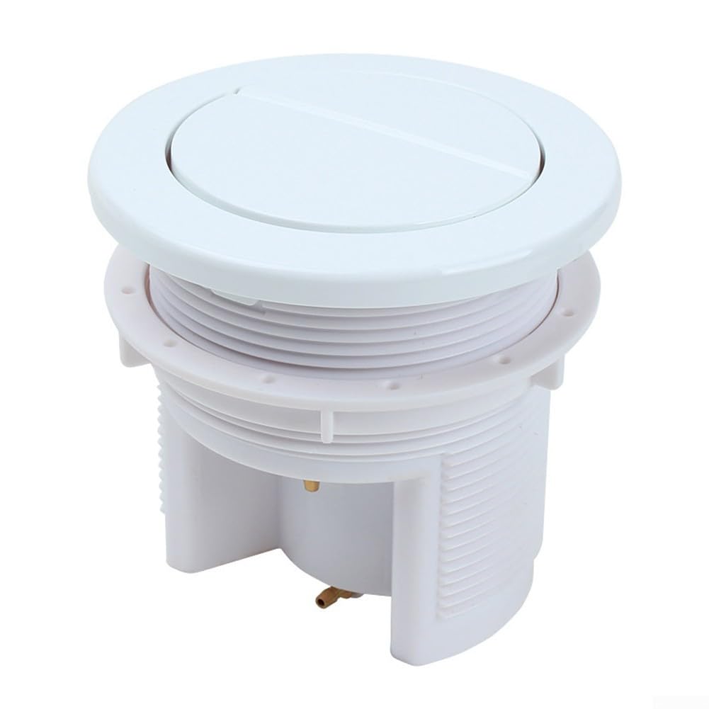 ZUZZEE Toilet Push Button Dual Flush Air Type Pneumatic Chrome Plated Concealed Cistern Round Modern Stylish ABS Silver White Black Gold 84x98mm(White)