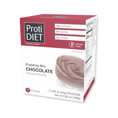 ProtiDIET Chocolate Instant Pudding Mix - Gluten free, Low Fat, High Protein Snacks with Nutritious Minerals, Quick and Easy-to-Prepare Chocolate Pudding - 7 Mix Pouches Per Box ProtiDIET Chocolate Instant Pudding Mix - Gluten free, Low Fat, High Protein Snacks with Nutritious Minerals, Quick and Easy-to-Prepare Chocolate Pudding - 7 Mix Pouches Per Box
