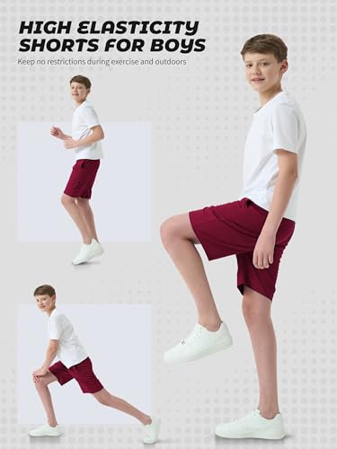 QWE 5-Pack Boys Athletic Shorts with Pockets, Dry-Fit Basketball Soccer Boys Shorts for Youth & Kids Outdoor Set B XS — view 4
