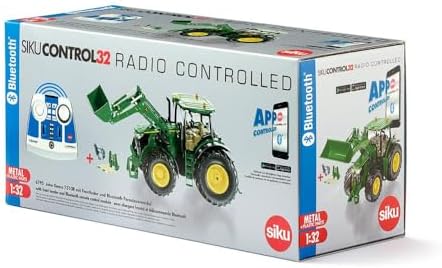 Siku 6795, John Deere 7310R Traktor z ładowaczem czołowym, Zielony, Metal,Tworzywo sztuczne, 1:32, Zdalnie sterowany, W zestawie pilot Bluetooth i akcesoria, Możliwość sterowania przez aplikację