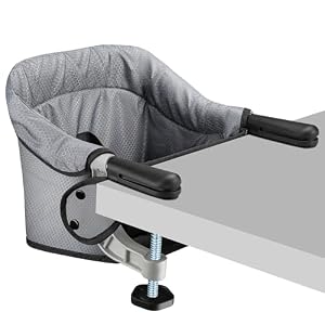 Toogel Hook On High Chair, Portable Travel Baby High Chair, Foldable Clip On Table Seat for 6-36 Months, Anti-Tear Fabric, Washable Cover, Lightweight Baby Dining Chair with Carry Bag (Grey)