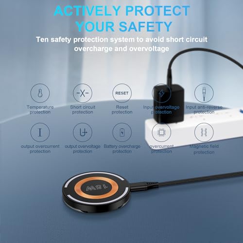 Samsung S24 Ultra Wireless Charger 15W Magnetic Fast Charging Pad for Galaxy S23/S22/S21/S20/Pixel 9/8a/8 Pro/7a/7/6,MagSafe Charger Stand with 20W Fast Charger Block for iPhone 16/15 Pro Max/14/13/12
