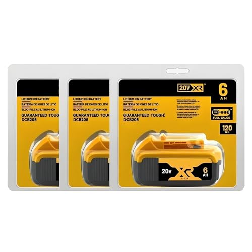 BOGJFC 20V 6Ah 18650 Lithium Ion Battery Pack Compatible With DeWalt DCB184 DCB200 For Power Tools Drill Impact Wrench Outdoor Use 180Wh 10C BMS LED Indicator(3PCS 6.0Ah with Charger)
