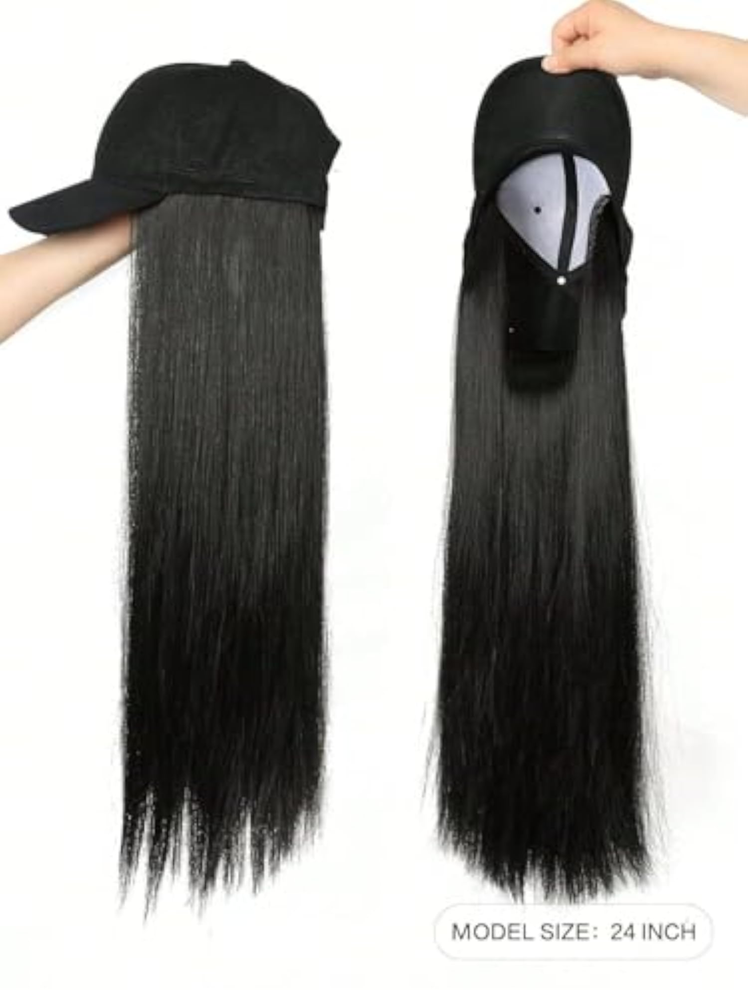 Stylish Silky Soft Straight Black Cap Hair Extension