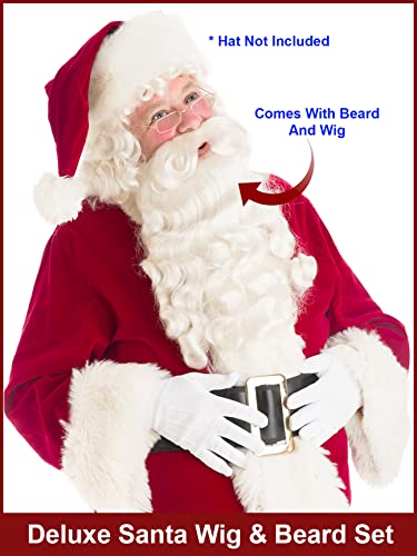 Costume Adventure ROM3-FW7528 Deluxe Santa Beard And Wig Set Santa Claus Beard And Wig Santa Beard thumb #1