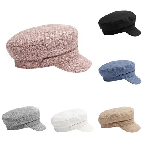 Paper boy Hats Women,Women's Octagonal Newsboy Cap,Cotton Vintage Paperboy Visor Gatsby Cabbie Beret Hat Solid Color Cap for Fall Winter (2-Khaki, One Size)