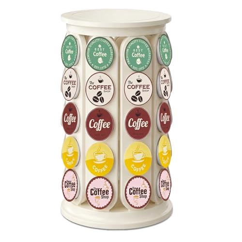 TOMSHUB K Cup Holder, Coffee Pod Storage Carousel Holder Organizer Compatible with 40 Keurig K-Cup Pods, Home or Office Kitchen Counter Organizer(White)