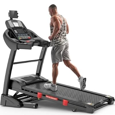 4.5HP Folding Treadmill for Home with 15 Levels Auto Incline, 300LB Capacity, 10MPH Speed Controls, App Control, New Version, Black