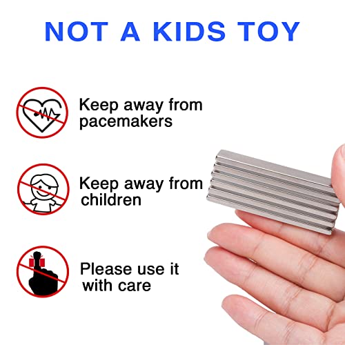 Trymag Strong Neodymium Bar Magnets, Rare Earth Magnets Bar, 6 Pack Powerful Bar Magnets Neodymium Magnets With Double Sided Adhesive - 60 X 10 X 3 Mm #TOP3