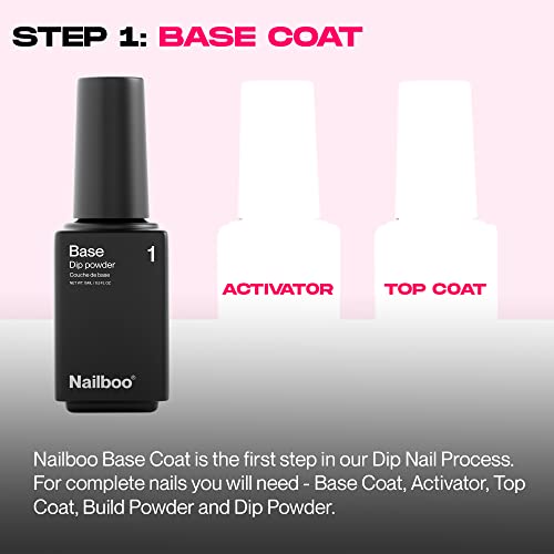 Nailboo Nail Dipping Essential Liquid, Base Coat For Dipping Powder, Base Liquid For Nail Powder Dip Manicure –0.5 Fl. Oz. #TOP2