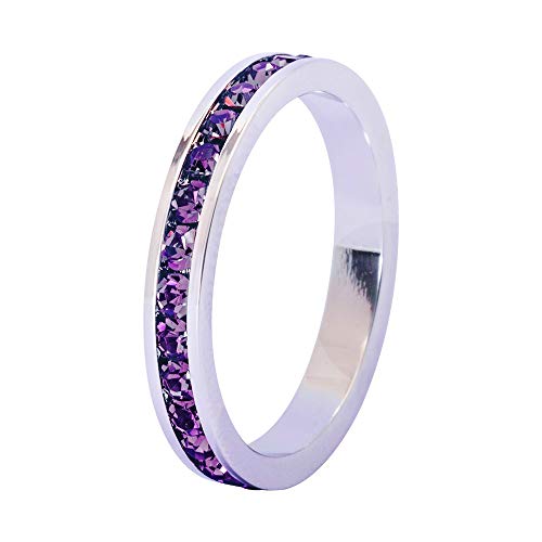 Bosvision Muse Art Design - Anillo Eternidad (Anillo Banda) con Piedra del Nacimiento de Cristal de Swarovski