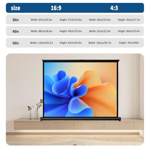 Pantalla portátil 4K 16:9 para proyector, pantalla manual enrollable 4:3, con bolsa de almacenamiento, pantalla HD enrollable sin agujeros para cine en casa, viajes y presentaciones de oficina miniatura 7