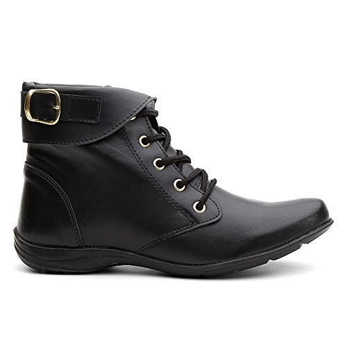 Bota Feminina Coturno Cano Curto Cor:Preto;Tamanho:38