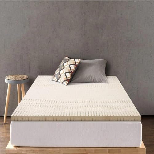 AVI 2 Inch 100 Natural Latex Queen Size Mattress Topper with Removable